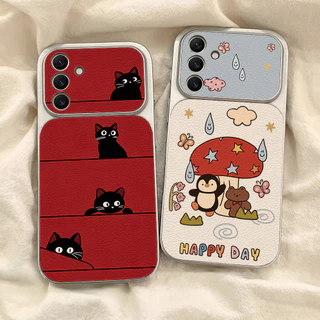 เคสซัมซุง For Samsung A57 A37 A27 A17 A07 A56 A55 A26 A16 A05S A35 5G S26 S25 Ultra S24 S23 FE เคสนิ่มลายหนังแกะ สีพื้น