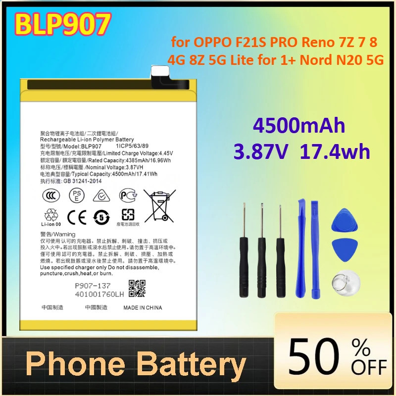 BLP907 4500mAh สําหรับ OPPO F21S PRO Reno 7Z 7 8 4G 8Z 5G Lite สําหรับ 1 + Nord N20 5G เปลี่ยนแบตเตอ