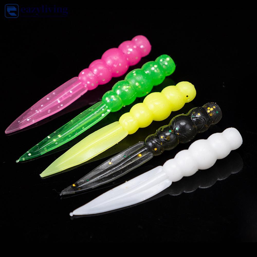 EAZYLIVING 20PCS 0.3G/3.5 ซม.ลอยWillow Leafแบนหางเหยื่ออ่อนTPE High-Elasticityเหยื่อหอมสําหรับBass P