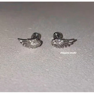 ต่างหูรูปปีกขนนก ดีไซน์ไม่ซ้ำใคร ต่างหูเจาะหู พร้อมส่ง