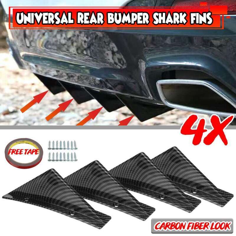 PuraAutoRepair Universal 4pcs รถด้านหลังกันชน Lip Diffuser Shark Fins สปอยเลอร์สําหรับ VW สําหรับ GO
