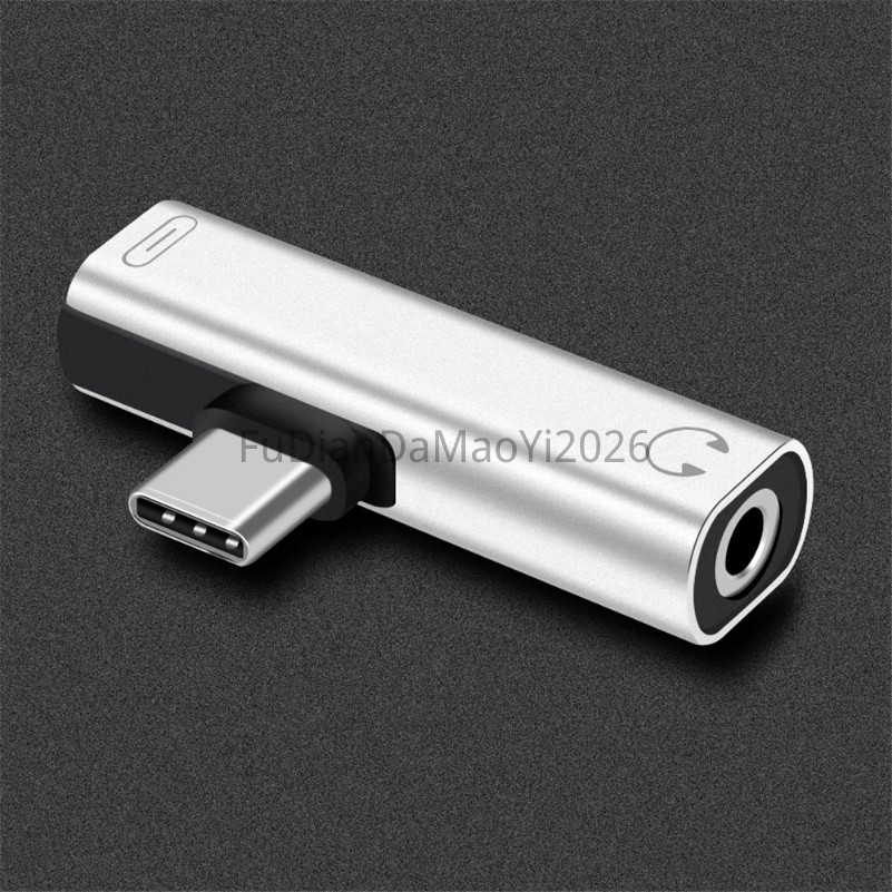 FUDIANDA 2 In 1 USB C Splitter Type C ชาย Dual Type C หญิงหูฟังอะแดปเตอร์ชาร์จ Splitter Converter USB C ถึง 3.5 มม.หูฟัง