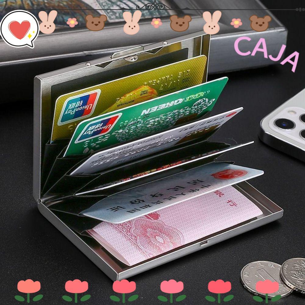 CAJA1 ID Cardholder, Stainless Anti RFID Credit Card Holder, Fashion 6/10 Slots Slim Short Wallet Travel