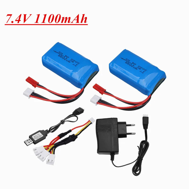 7.4V 1100mAh 903048 แบตเตอรี่ Lipo และเครื่องชาร์จสําหรับ Wltoys V353 A949 A959 A969 A979 k929 L959 