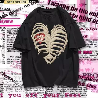 ( ร้านเสื้อยืดผู้ชาย) เสื้อยืดลายกระดูก Oversize Street Style วินเทจ พร้อมส่ง เสื้อยืดแฟชั่น ชายหญิง ใส่สบาย มีหลายสี