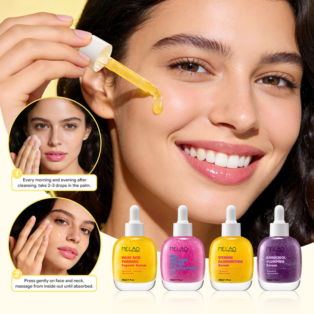 ห่าว品⭐4 in 1 เซรั่มบํารุงผิวหน้า 30ml แต่ละ NAD + คอลลาเจน Bakuchiol ขมิ้น Kojic Acid Brightening Fi