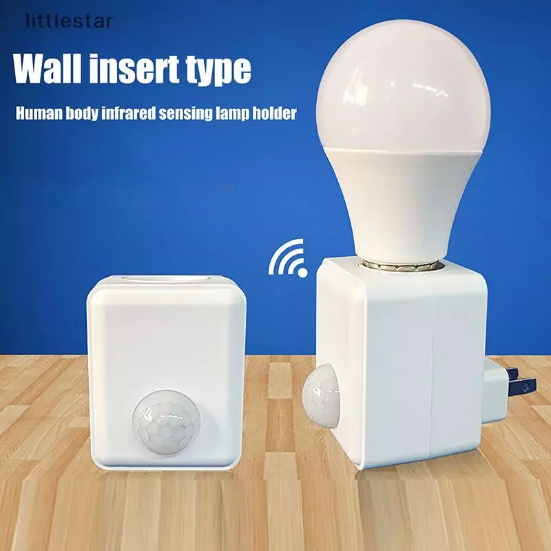 B&A AC110-240V ติดผนัง LED มนุษย์เซ็นเซอร์อินฟราเรดผู้ถือโคมไฟอัจฉริยะ Delay E27 สกรูพอร์ตเซ็นเซอร์โคมไฟหัวอะแดปเตอร์ {th}