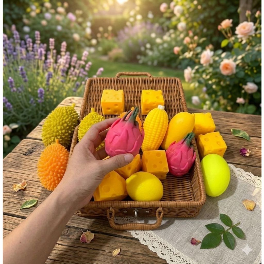 ใหม่ สกุชชี่ รูปทรง ผลไม้ เช่น มะม่วง ส้ม ข้าวโพด ของเล่น บีบนุ่ม สโลส์ หลากหลายแบบ บีบ เพลิน คลายเครียด