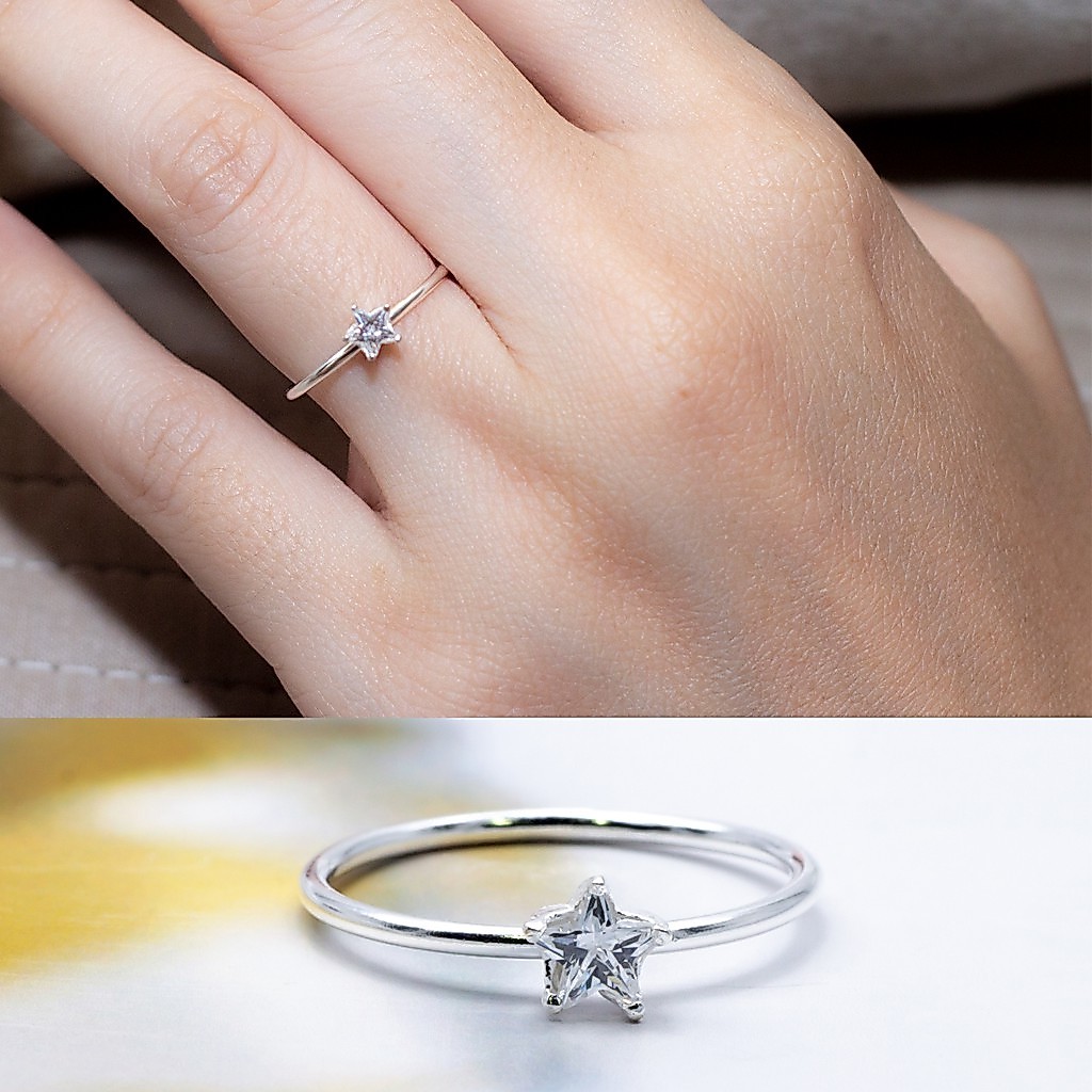 Star Jewelry แหวนเงินแท้ 92.5% แหวนแฟชั่น แหวนมินิมอล ประดับเพขร CZ รุ่น RS3061-SS