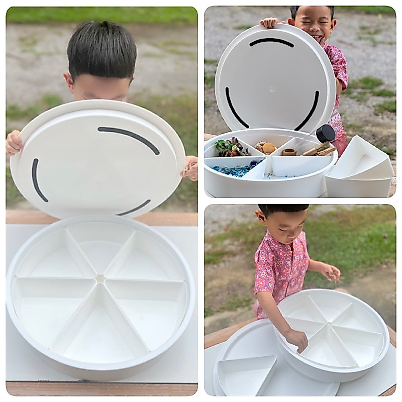 (พร้อมส่ง ...ส่งไวค่ะ) Sensory Play Tray ถาดกิจกรรมเอนกประสงค์พร้อมฝาปิด แบบแบ่ง6ช่อง montessori
