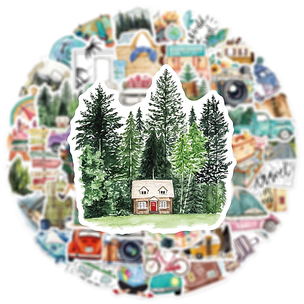 พร้อมส่ง！Travel Camping Outdoor สติกเกอร์กันน้ำรูปแบบที่แตกต่างกัน 50ชิ้น