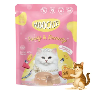 (ครึ่งลัง 24 ซอง) Moochie มูชี่ อาหารเปียกแมว รวมสูตร ไม่เติมเกลือ หลายรส เปียกแมว ขนาด 70-85g