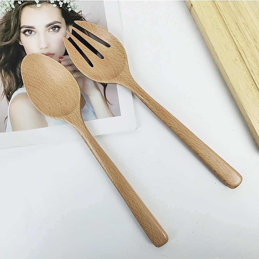 GlobalHouse ADAMAS ชุดช้อนส้อมสลัด 6x28ซม. สีไม้  DIANA สินค้าของแท้คุณภาพดี