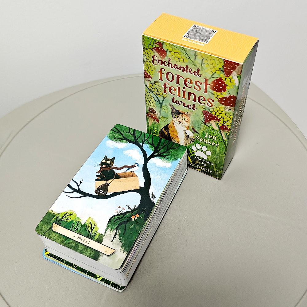 Enchanted Forest Felines Tarot Deck 78 ชิ้นไพ่ทาโรต์ 10.3*6 ซม.ตามระบบ Rider Expe