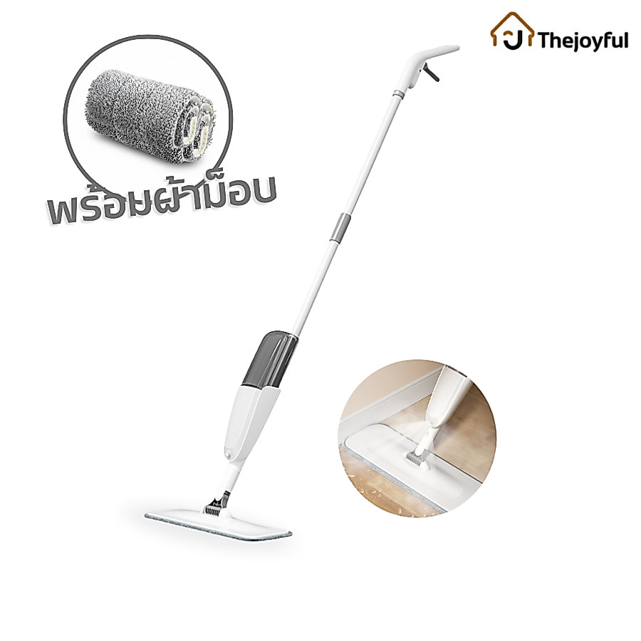 Thejoyful ไม้ถูพื้นสเปรย์ Spray Mop ไม้ถูพื้นพ่นน้ำ หมุนได้ 360 องศา พร้อมผ้า ซับน้ำได้ดี ใช้งานง่าย