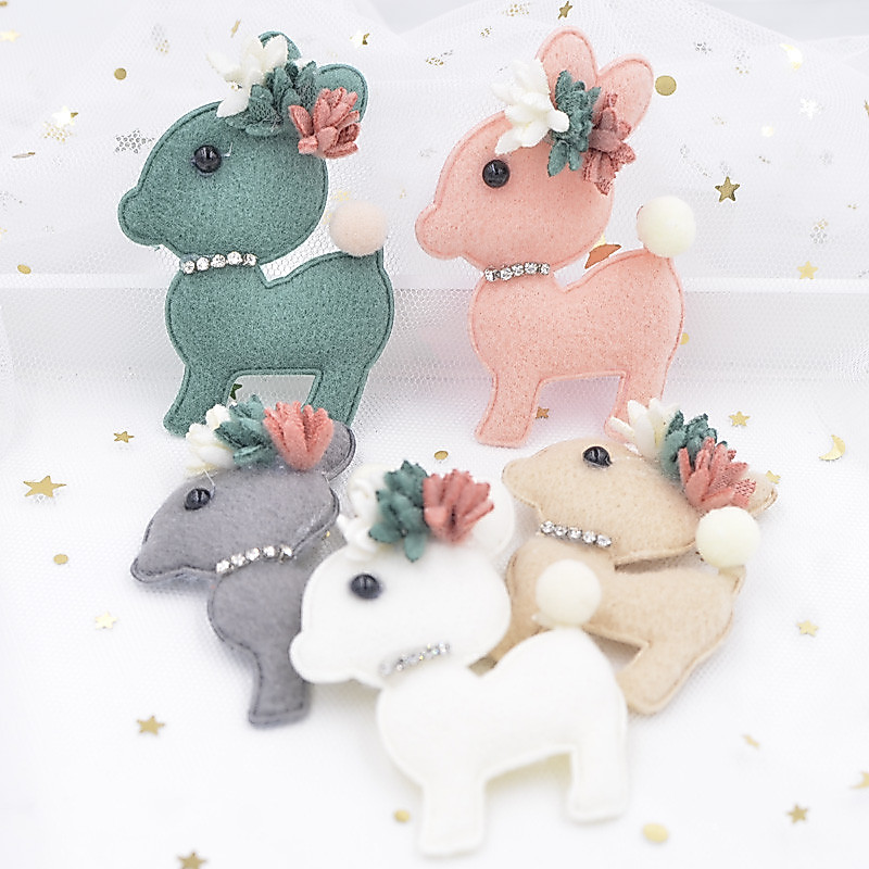4/5 ชิ้น 7 ซม.ตุ๊กตาผ้าเบาะ Appliques การ์ตูนกวาง Stick-on Rhinestone ดอกไม้ Patch สําหรับเสื้อผ้าหัตถกรรมสติกเกอร์ DIY ผมเครื่องประดับ