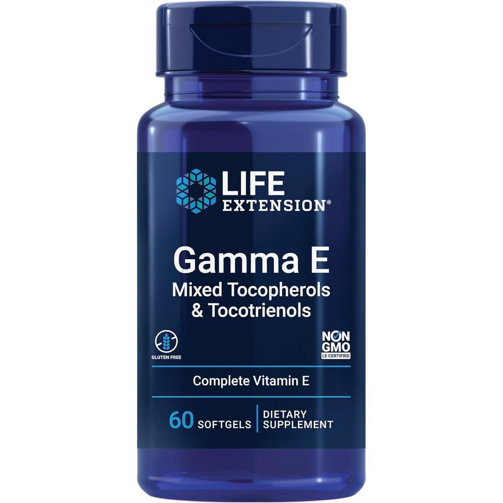 การขยายชีวิต Gamma E Mixed Tocopherols และ Tocopherols 60 แคปซูลนิ่ม