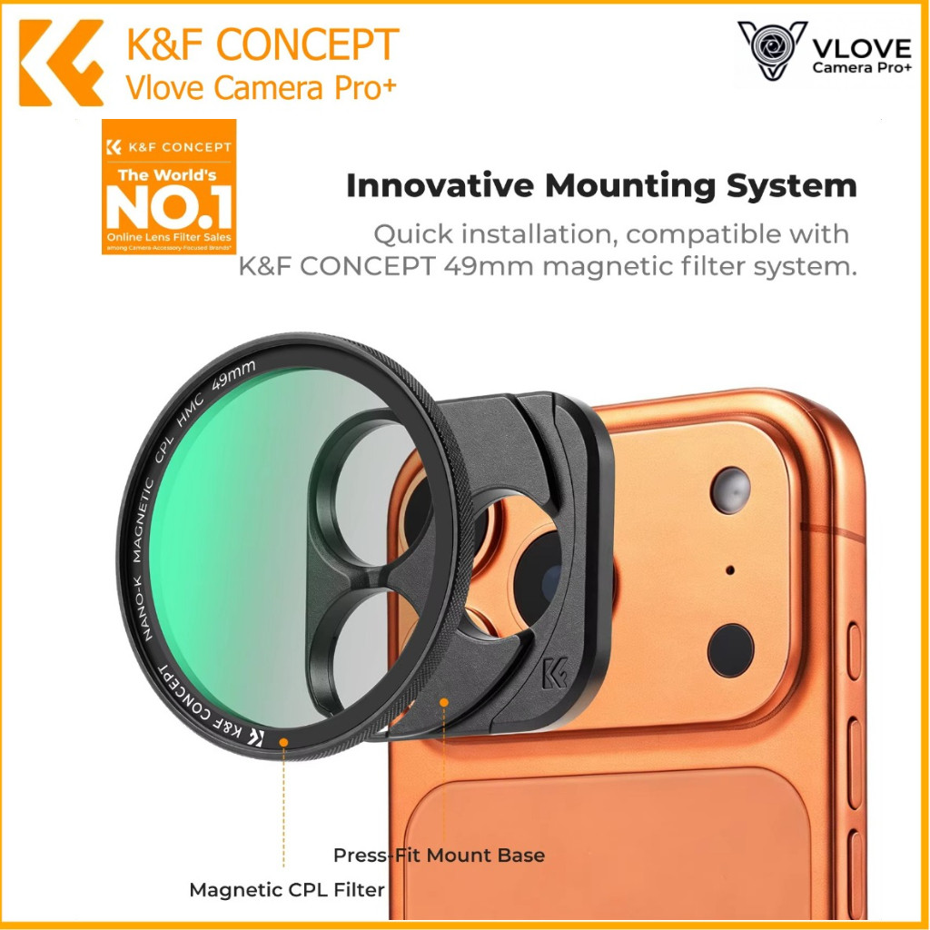 K&F Concept Magnetic CPL / Star/ND2-32 49 มม. Filter สําหรับ iPhone 17 16 15 14 Pro Max Pro & Pro Ma