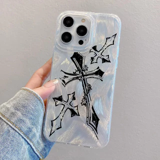 Cool Dark Gothic Cross Markเคสโทรศัพท์สําหรับVIVO V70 FE V60 V50 Lite Y03 Y04 Y29S Y29 Y39 V29 Y36 Y17S Y19S V30E Y20 Y21 Y33S Y21S Y21S Y17S Y17S Hardเลเซอร์Feather