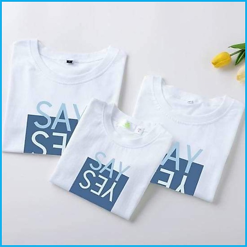 เสื้อยืดครอบครัว Say Yes สีฟ้า