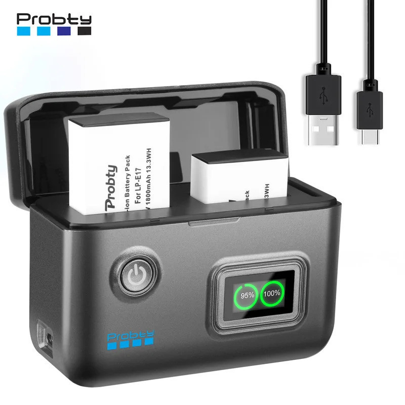 1800mAh LP-E17 LP E17 แบตเตอรี่ + Fast 2-Slot Charger สําหรับ Canon EOS R100 R50 RP R10 R8, Rebel T8