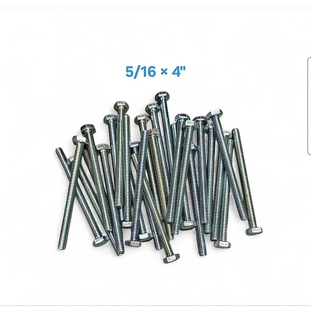 สกรูหัวเหลี่ยม 5/16" x 4" ชุบซิ้งค์ *ราคาต่อ 1 ก.ก.* สกรูชุบ 2หุนครึ่ง ยาว4นิ้ว