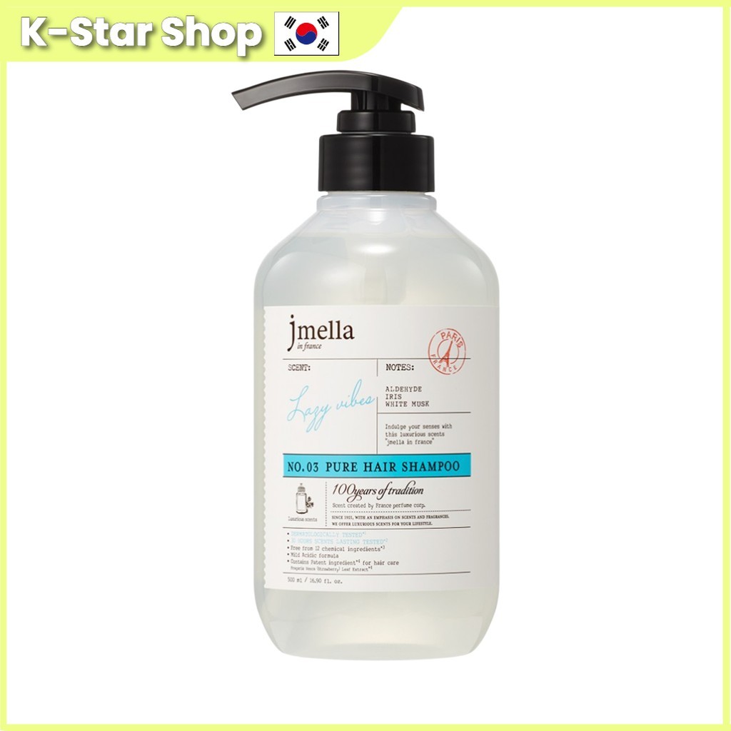 [Jmella] No.03 Pure Hair Shampoo กลิ่นไวท์มัสค์ 500ml, 1pc / แชมพูเกาหลี / กลิ่นไวท์มัสค์ / ของแท้ 1