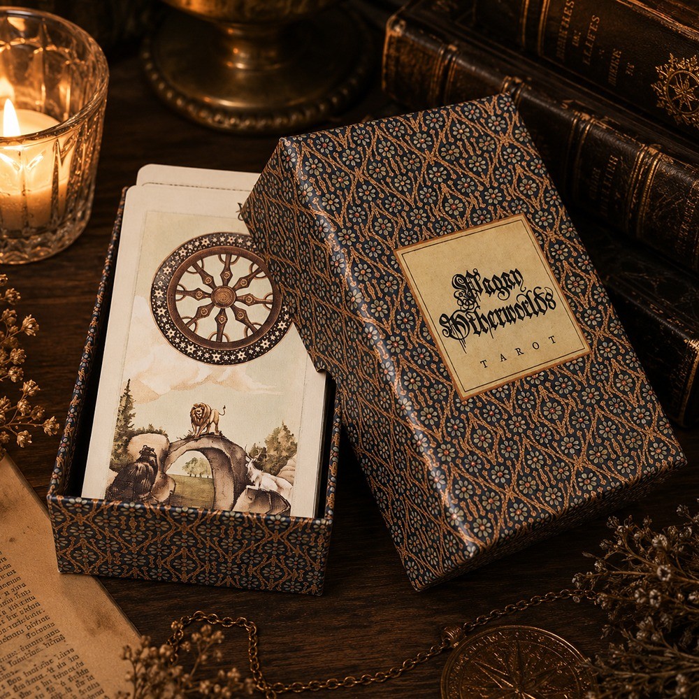 Pagan Otherworlds Tarot Deck in hard Box – 84 ชิ้น Unique Artistic Design - Double-exposse