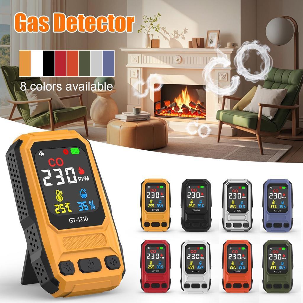 เครื่องตรวจจับ เครื่องตรวจจับก๊าซคาร์บอนมอนอกไซด์ CO รุ่น GT-1210 พกพา แบตเตอรี่ลิเธียมโพลิเมอร์ วัดอุณหภูมิและความชื้น