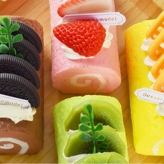 ของเล่นหยิก Squishy เค้กม้วนจำลอง อาหารจำลอง การดีดกลับช้า ช่วยคลายเครียด แม่เหล็กดูด