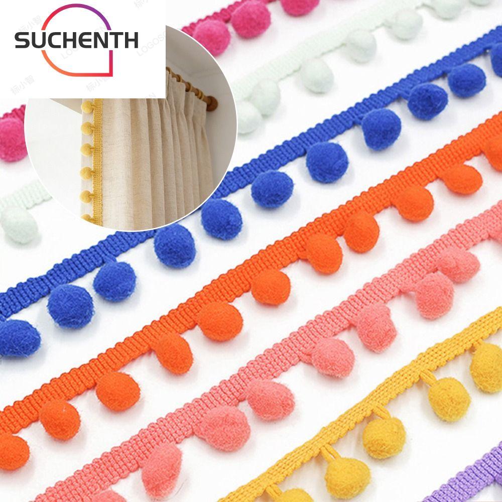 SUCHENCHEN 20yard Pom Pom Trim, หมอนตกแต่ง 1.2 ซม.Ball Pompom Fringe Ribbon, อุปกรณ์เย็บผ้า DIY Craft Mini ขนาดผ้าปูโต๊ะขอบเย็บลูกไม้ผ้าตัด