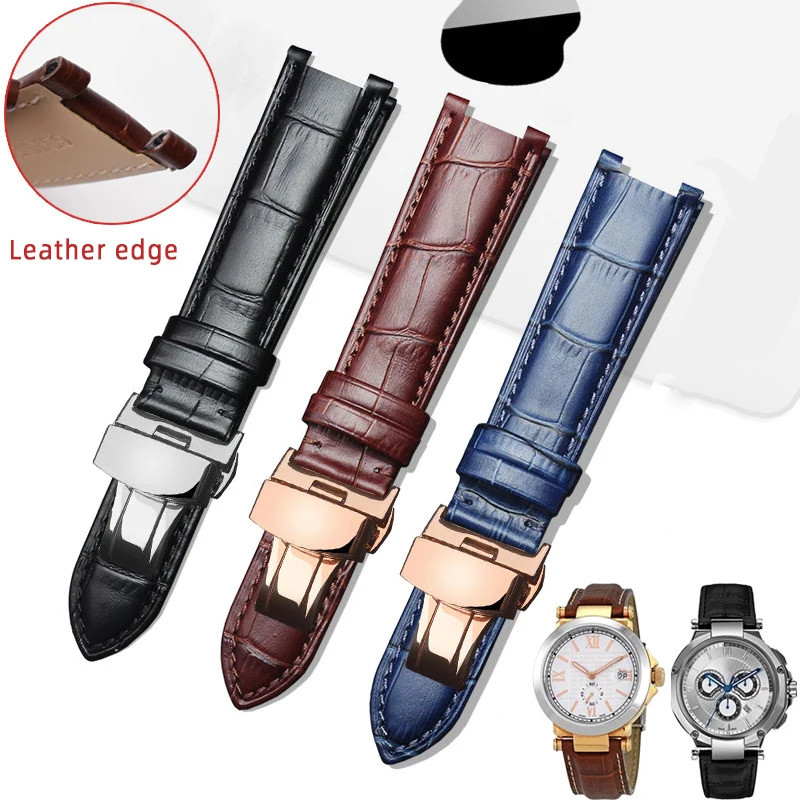 22*13 มม.20*11 M Noched cowhide สายนาฬิกาหนังสําหรับ guess GC g-ucci ผู้ชายผู้หญิงสีฟ้าผู้ชายหญิงเหล
