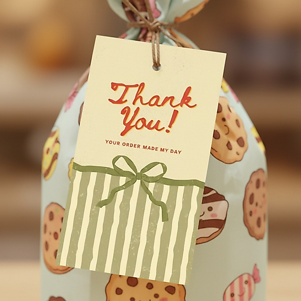 Thank you tag ป้ายแท็กขอบคุณ 4x7 cm. ยกระดับความประทับใจแรก! ป้ายแท็กขอบคุณที่จะเปลี่ยนลูกค้าให้เป็นแฟนพันธุ์แท้ของคุณ !