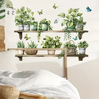 [H&S] สีน้ํากระถางต้นไม้ Butterflies Wall Stiers สําหรับตกแต่งห้องนั่งเล่นสติ๊กเกอร์ติดผนังห้องนอนตกแต่งบ้าน Baground {th}