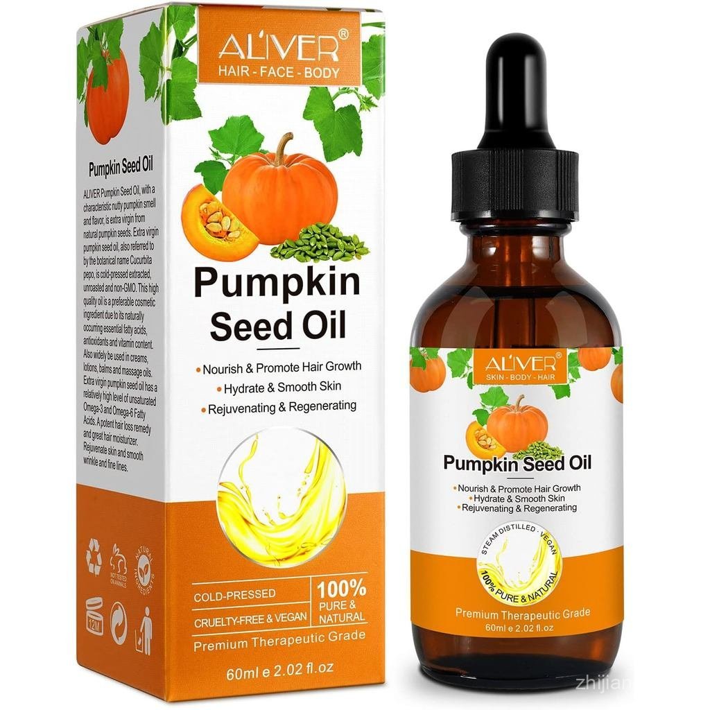 Pumpkin Seed Vegan Oil for Hair, Scalpcare & Skincare - 60ml Natural Oil for Men & Women (Pumpkin Se