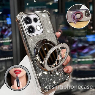 เคสโทรศัพท์สําหรับOPPO Reno 16 15 14 Pro 16F 15F 14F Reno16 Reno15 Reno14 5G 2026 ขอบชุบGlitter Blingปลอกนุ่มป้องกันโปร่งใสClear Bracketฝาครอบป้องกัน