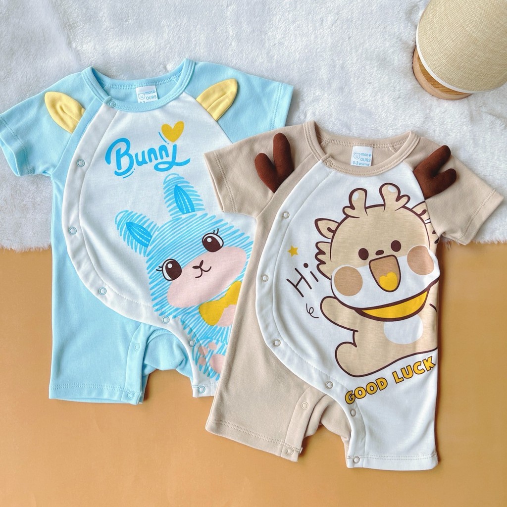 Baby Jacky (ร้านไทย) เซ็ตคู่รอมเปอร์ขาสั้นสำหรับแรกเกิด-9เดือน