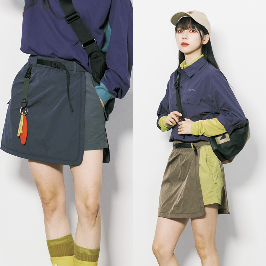Mountain Series กลางแจ้ง Overalls กระโปรงผู้หญิงขนาดเล็ก a-Line All-Match กีฬา Anti-glare กระโปรงสั้นร่มกระโปรง Hakama