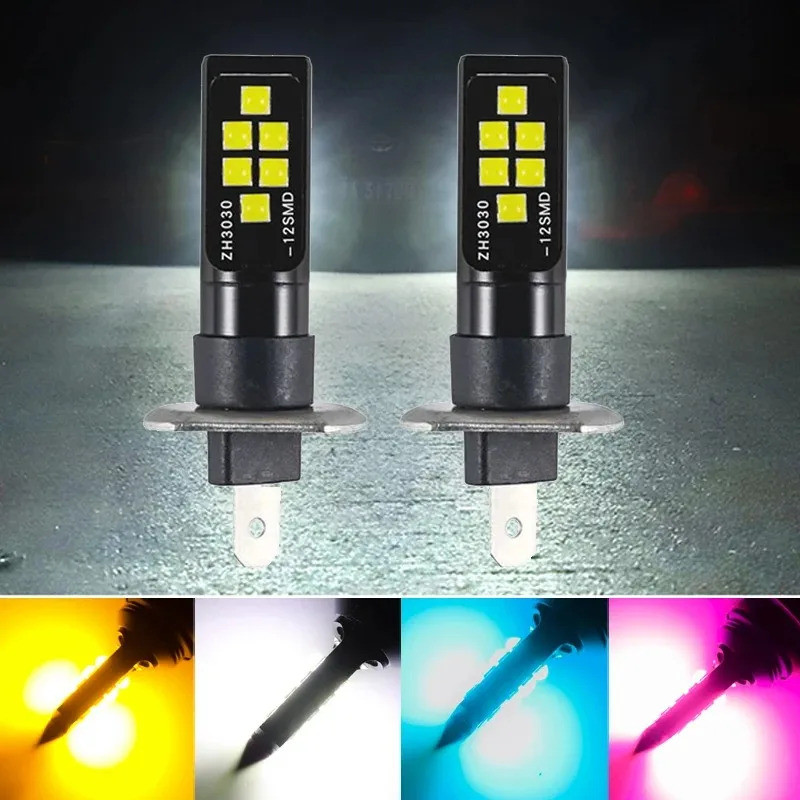 2 ชิ้น H1 รถ LED 12 V-24 V 12Smd หลอดไฟ 3030 ชิปเซ็ต, W5W Bulb194 หลอดไฟ LED สําหรับไฟตัดหมอกสีขาว