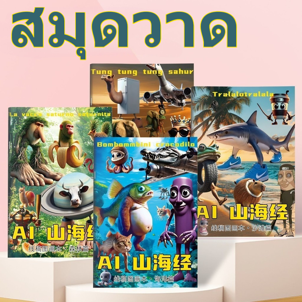 🔥จัดส่ง 12 ชั่วโมง🔥Tung Tung Tung Sahur Sketchbook ตุง ตุง ตุง ซาหร์ สมุดวาดภาพระบายสี Graffiti