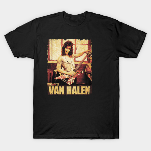 เสื้อยืด Vintage RETRO STYLE // Eddie Van Halen 90s T-Shirt แท้ Cotton 100% สีขาว สีดำ รัดรูป