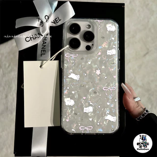 สำหรับ เคสไอโฟน11 เคส แมวน่ารัก ลายเปลือกหอย For IPhone 13 16 14 12 11 15 Pro Max XR XS X Max 7 8 16 Plus SEเคสไอโฟนสวยๆ