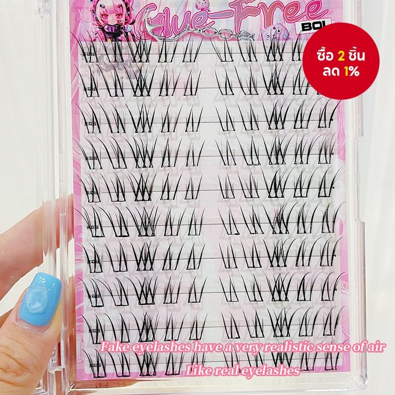 BQI กาวฟรีขนตาปลอม Wispy ธรรมชาติใช้งานง่าย Self Adhesive Lashes นํากลับมาใช้ใหม่น้ําหนักเบาสําหรับผ