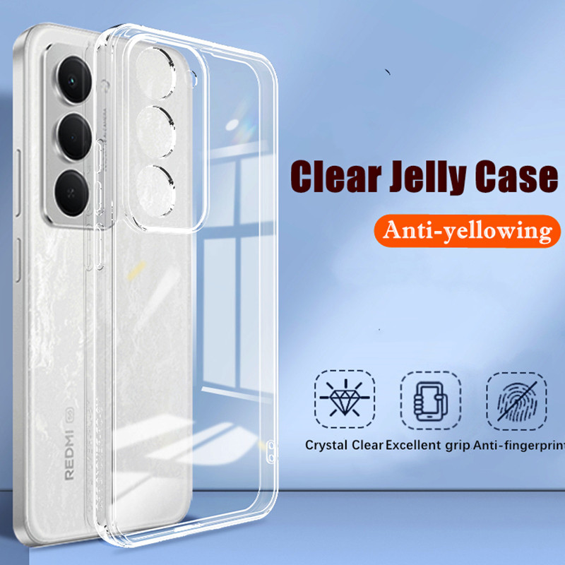 สําหรับ Xiaomi Redmi 15 5G 25057RN09E ป้องกันกล้องซิลิโคนโปร่งใสนุ่มฝาครอบ Yellowing-Resistant Crystal Clear Jelly Case