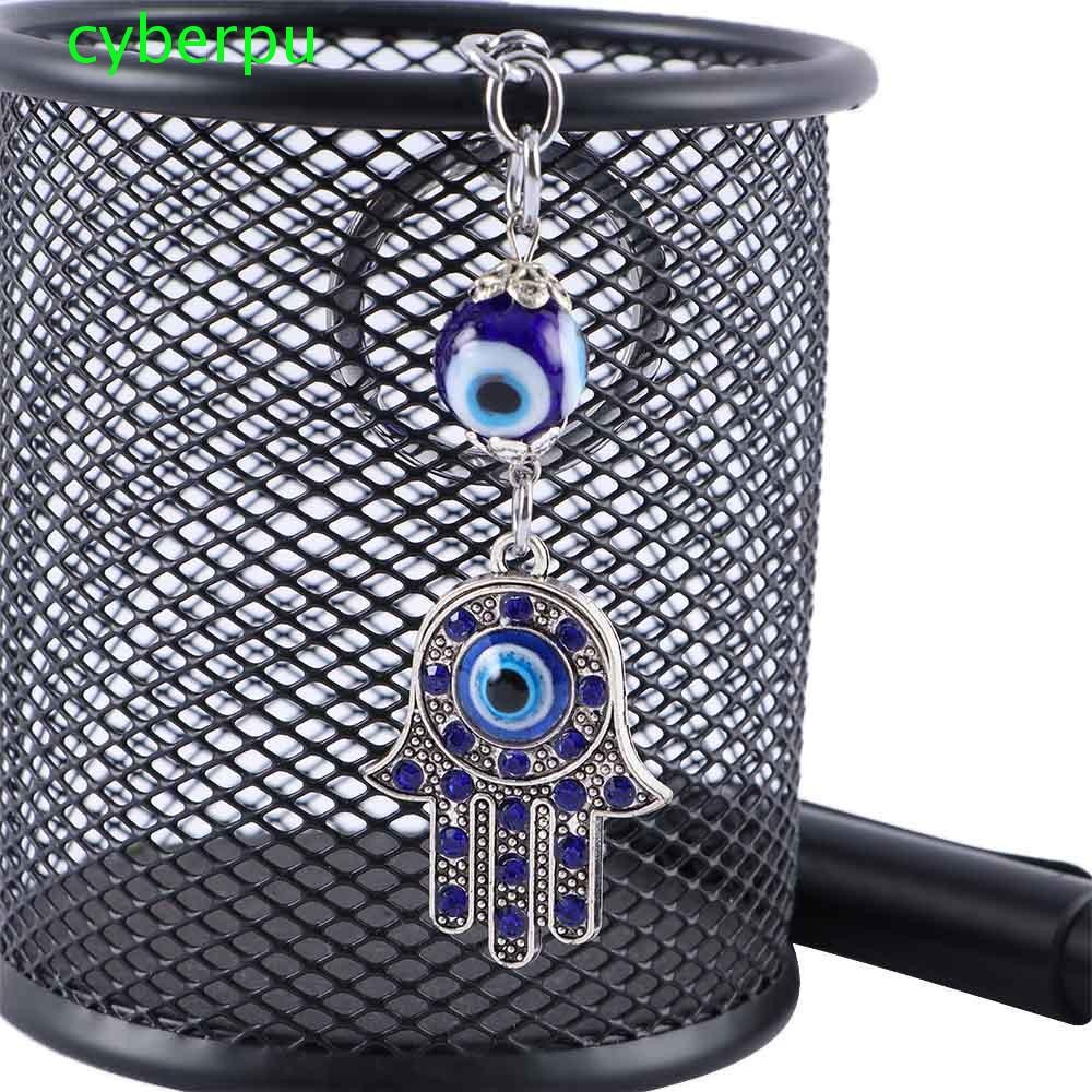 CYBERPULSE Hamsa พวงกุญแจแฟชั่นสําหรับผู้ชายผู้หญิงพวงกุญแจรถ Key Holder Amulet Blue Evil Eye
