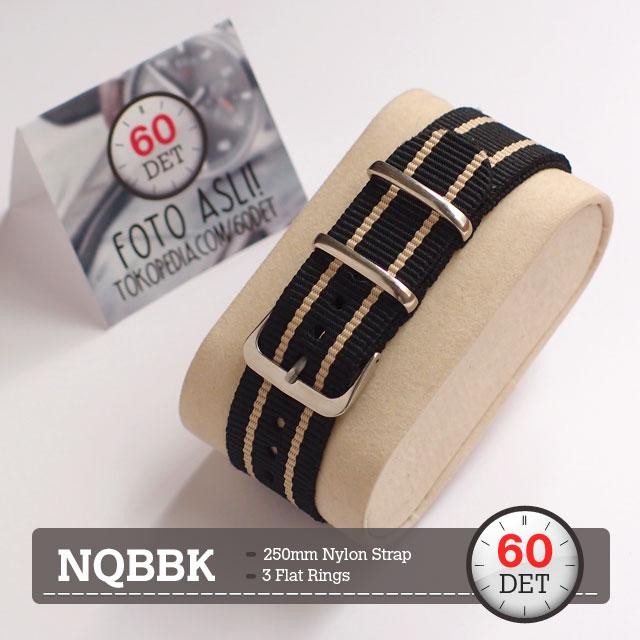 BEST Nato Strap Canvas Nylon Fabric Watch Strap 18mm 20mm 22mm 24mm NQBBK - 18mm