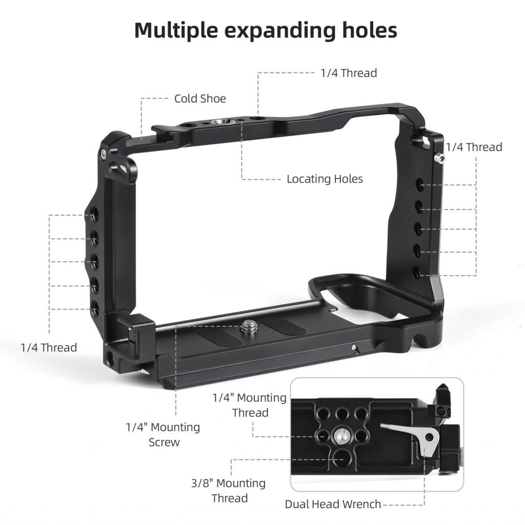 Happyday365-th Andoer Came Cage Video Aluminium Alloy พร้อมสล็อตแมงM Magnetic Key Slot Holder Quick 