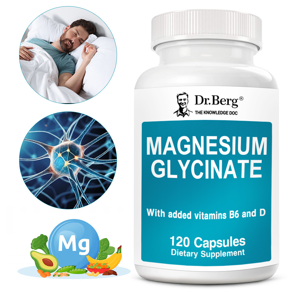 ดร. Bergs - Magnesium Glycinate 400 mg - Chelated Magnesium Glycinate Capsules สําหรับความเครียด สงบ ผ่อนคลาย และนอนหลับ