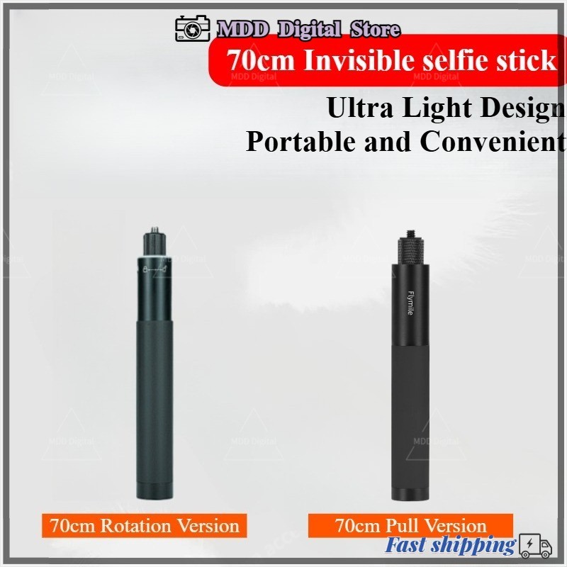 สําหรับ DJI OSMO 360/Insta360 X5 X4/DJI Action 5 Pro 4 3 ไม้เซลฟี่ที่มองไม่เห็น 70 ซม.การหมุนPull ou