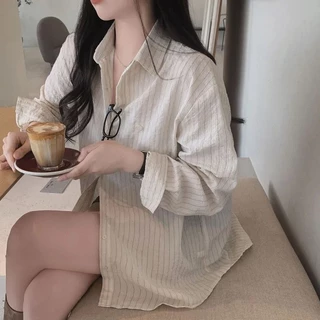 เสื้อลายจุดแขนยาวสำหรับฤดูกาลใบไม้ร่วง สวมใส่สบายและดีไซน์เรียบง่าย